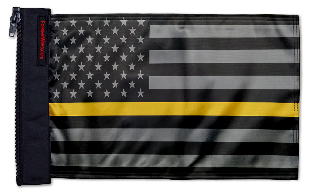 USA Subdued Thin Gold Line 12"x18" Forever Wave Flag for Jeep Wrangler TJ 1996-2006