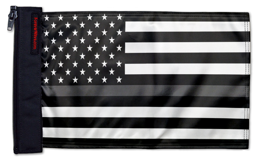USA Subdued Thin Grey Line 12"x18" Forever Wave Flag for Jeep Wrangler CJ-7 and CJ-8 1976-1986
