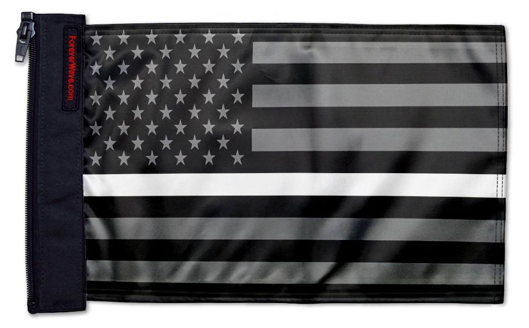 USA Subdued Thin White Line 12"x18" Forever Wave Flag for Jeep Wrangler TJ 1996-2006