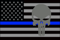 USA Subdued Thin Blue Line Punisher 12"x18" Forever Wave Flag for Jeep Wrangler LJ 2003-2006