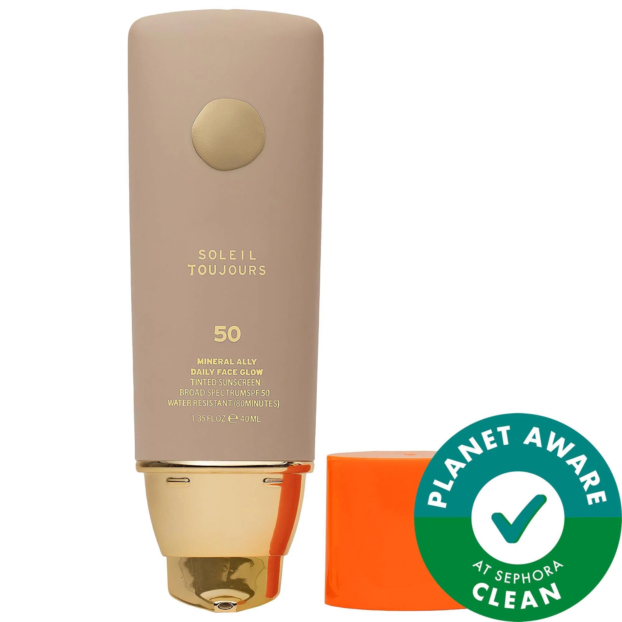 Face Glow Tinted Mineral Sunscreen Moisturizer SPF 50 - Vegan, Cruelty-Free, Hydrating Face Cream with Vitamin C