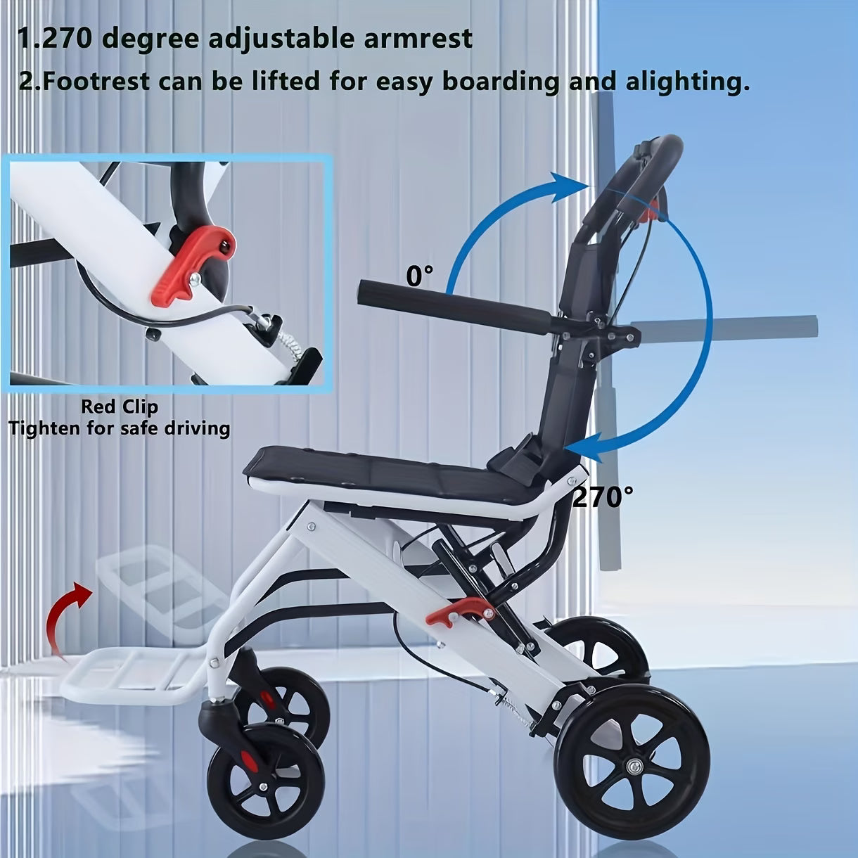 Ultra-light Folding Portable Wheelchair for The Elderly, Portable Wheelchair for Adults And Children