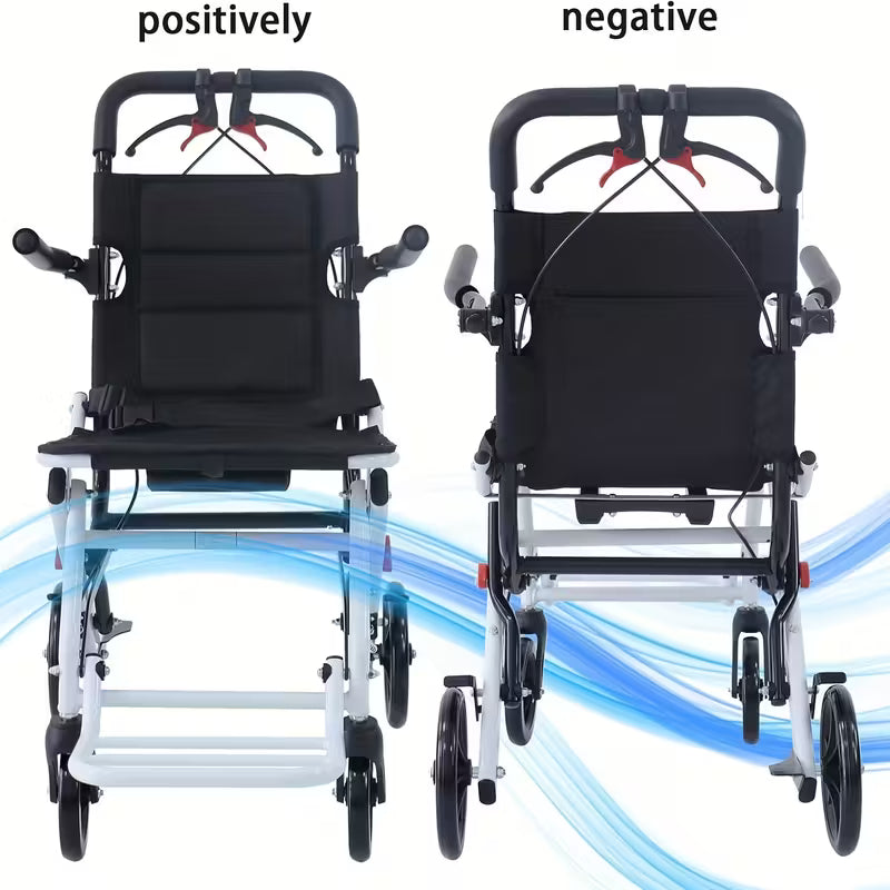 Ultralight Transport Wheelchair Folding Portable Boarding Travel Wheelchair with Handbrake for Adults