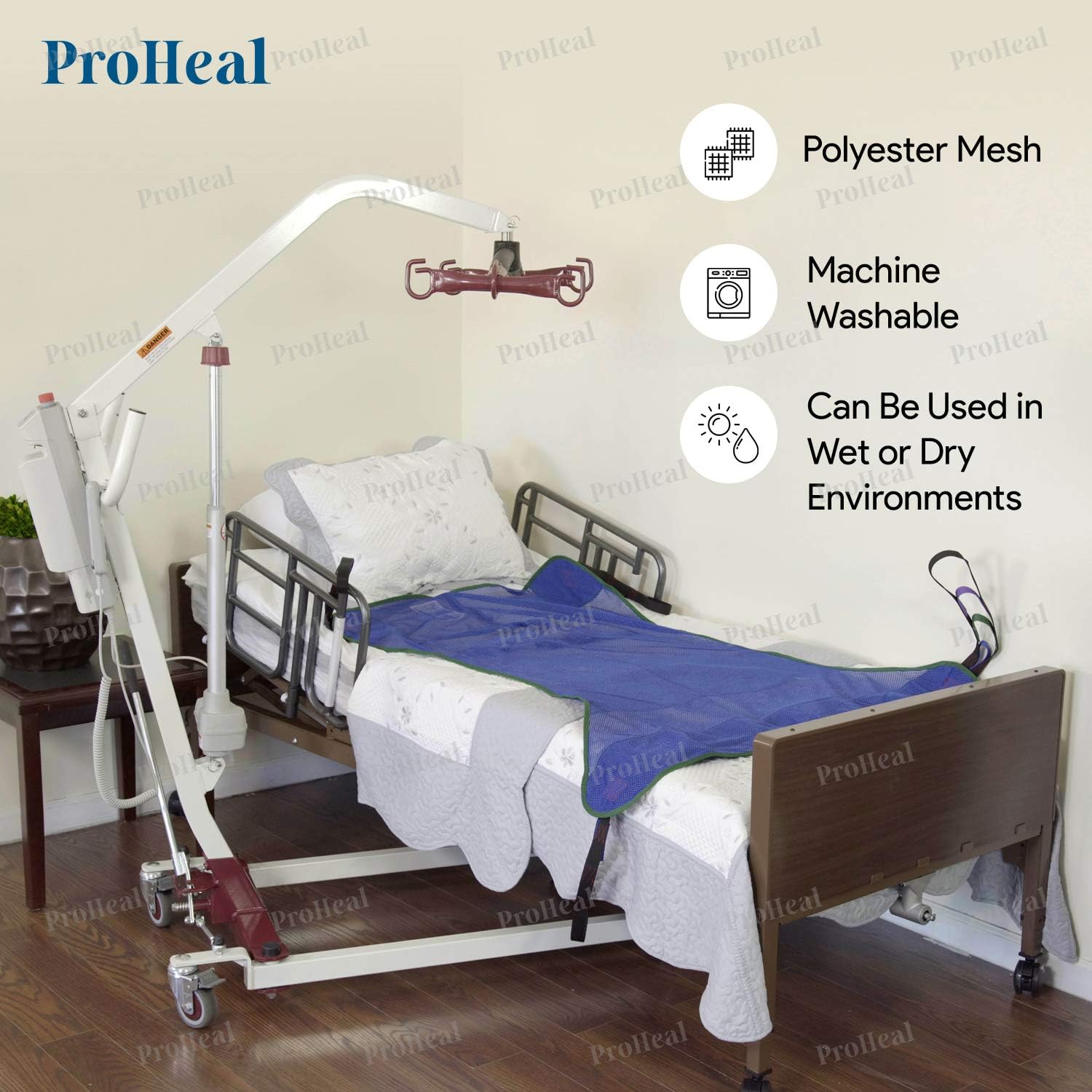 Universal Full Body Mesh Lift Sling with Commode Opening, Large, 56 x 43.5 - Polyester Slings for Patient Lifts