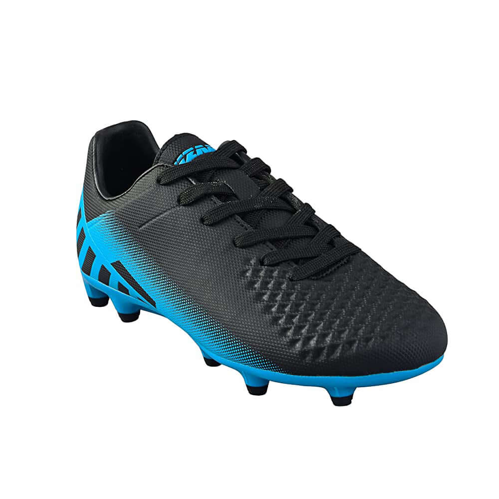 Santos Junior Kids Firm Ground Soccer Cleats – Black/Sky Blue