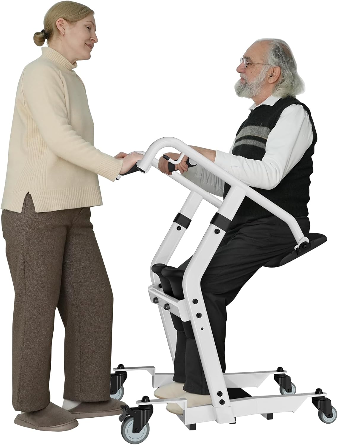 Upgrade Sit to Stand Lift, One-Step Stand Assist Lift for Elderly, Patient Lift Chair Transport Unit with Wheels