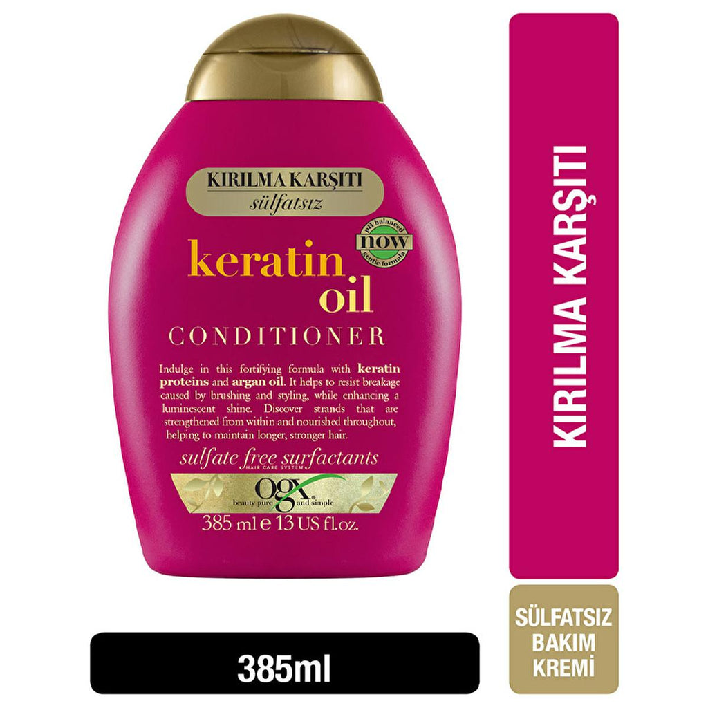 OGX Keratin Oil Hair Conditioner: Anti-Breakage Formula for Stronger, Shinier Hair - Sulfate Free, Argan Oil Infused (13 fl oz)
