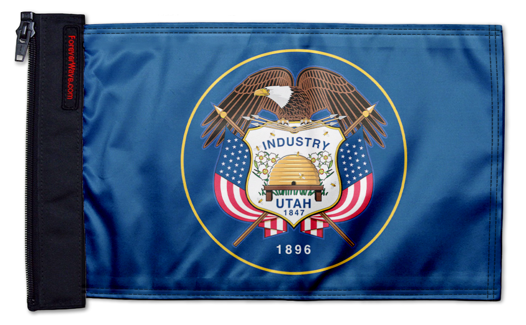 State Flag Utah "Old Style" 12"x18" Forever Wave Flag for Jeep Wrangler JK 2-Door 2007-2018