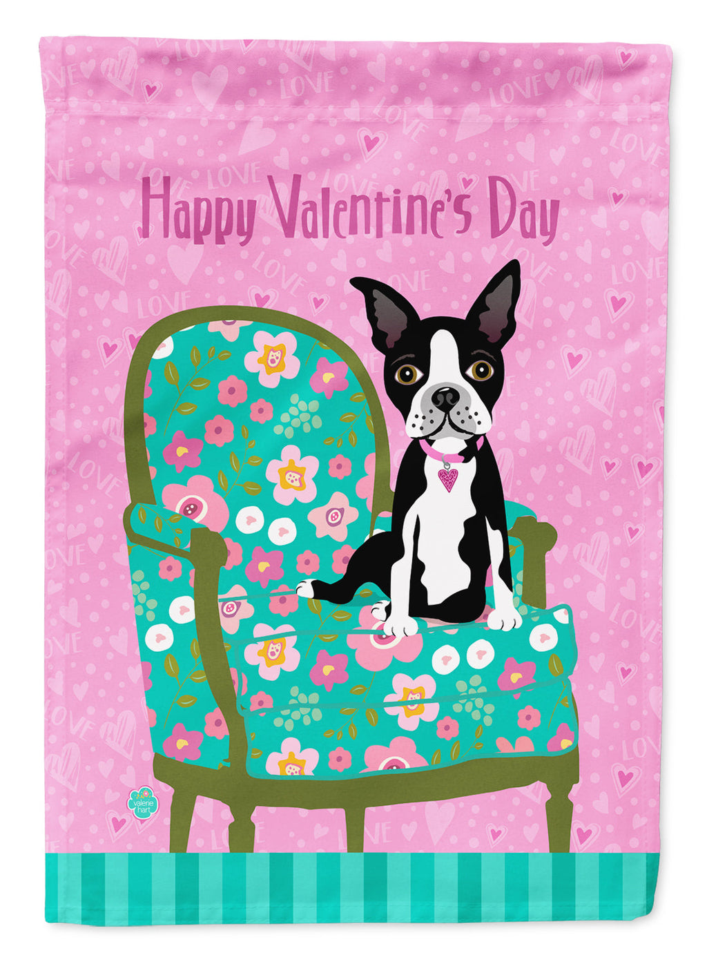 Happy Valentine's Day Boston Terrier Garden Flag Mailbox Decorative Yard Banner Outside Patio Artwork for Flower Beds, Garden Size, Multicolor