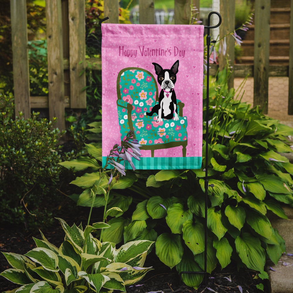 Happy Valentine's Day Boston Terrier Garden Flag Mailbox Decorative Yard Banner Outside Patio Artwork for Flower Beds, Garden Size, Multicolor