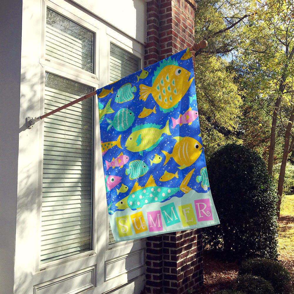 Little Colorful Fishes House Flag 28x40 Porch Sleeve Pole Decorative Outside Yard Banner Artwork Wall Hanging, Polyester