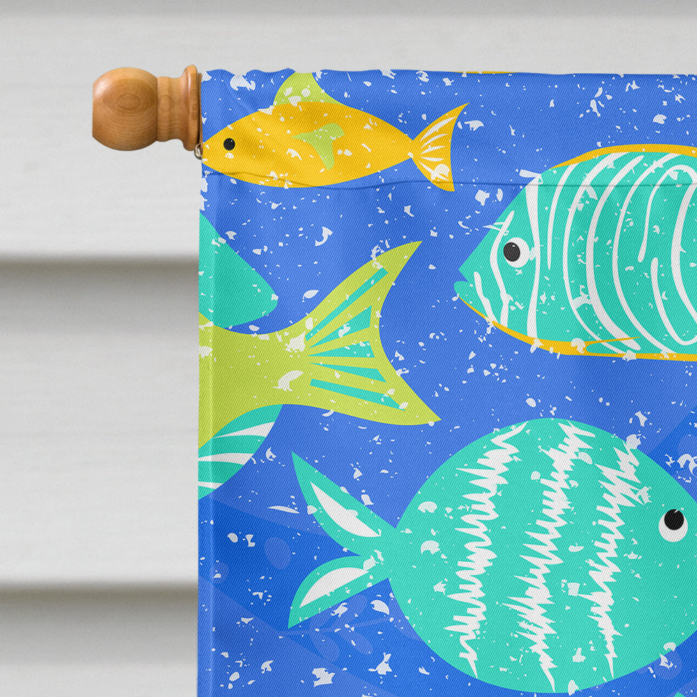 Little Colorful Fishes House Flag 28x40 Porch Sleeve Pole Decorative Outside Yard Banner Artwork Wall Hanging, Polyester