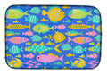 Little Colorful Fishes Dish Drying Mat Absorbent Dish Drying Mat Pad for Kitchen Counter Dish Drainer Mat for Countertop, 14 x 21", Multicolor