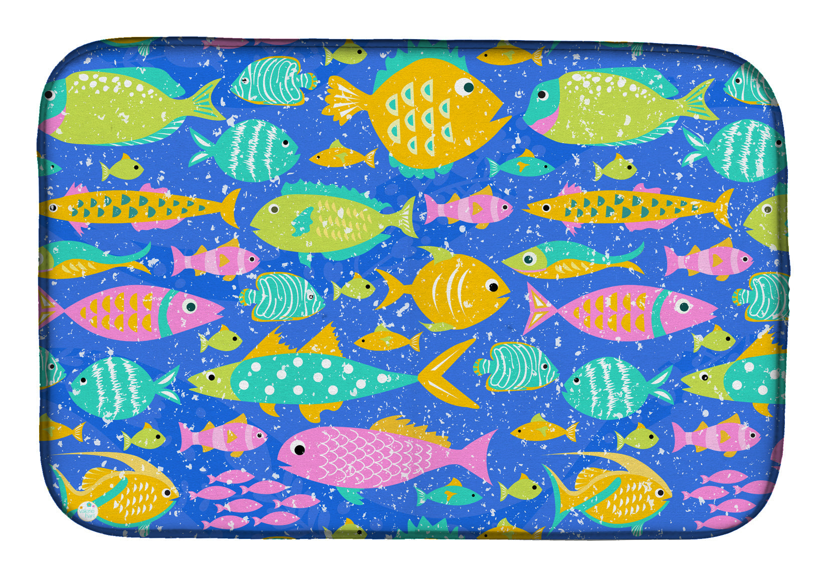 Little Colorful Fishes Dish Drying Mat Absorbent Dish Drying Mat Pad for Kitchen Counter Dish Drainer Mat for Countertop, 14 x 21", Multicolor