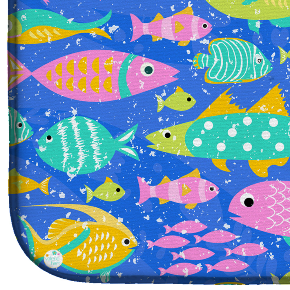 Little Colorful Fishes Dish Drying Mat Absorbent Dish Drying Mat Pad for Kitchen Counter Dish Drainer Mat for Countertop, 14 x 21", Multicolor