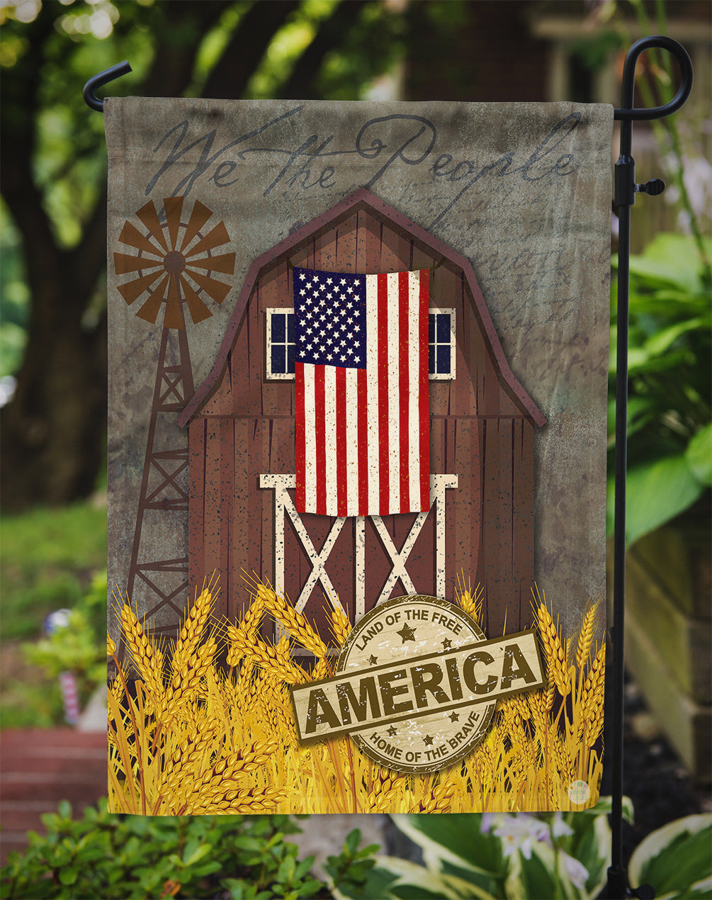 Patriotic Barn Land of America Garden Flag Mailbox Decorative Yard Banner Outside Patio Artwork for Flower Beds, Garden Size, Multicolor
