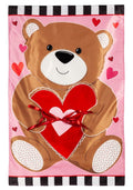 Valentine's Bear Garden Flag 2 Sided Applique