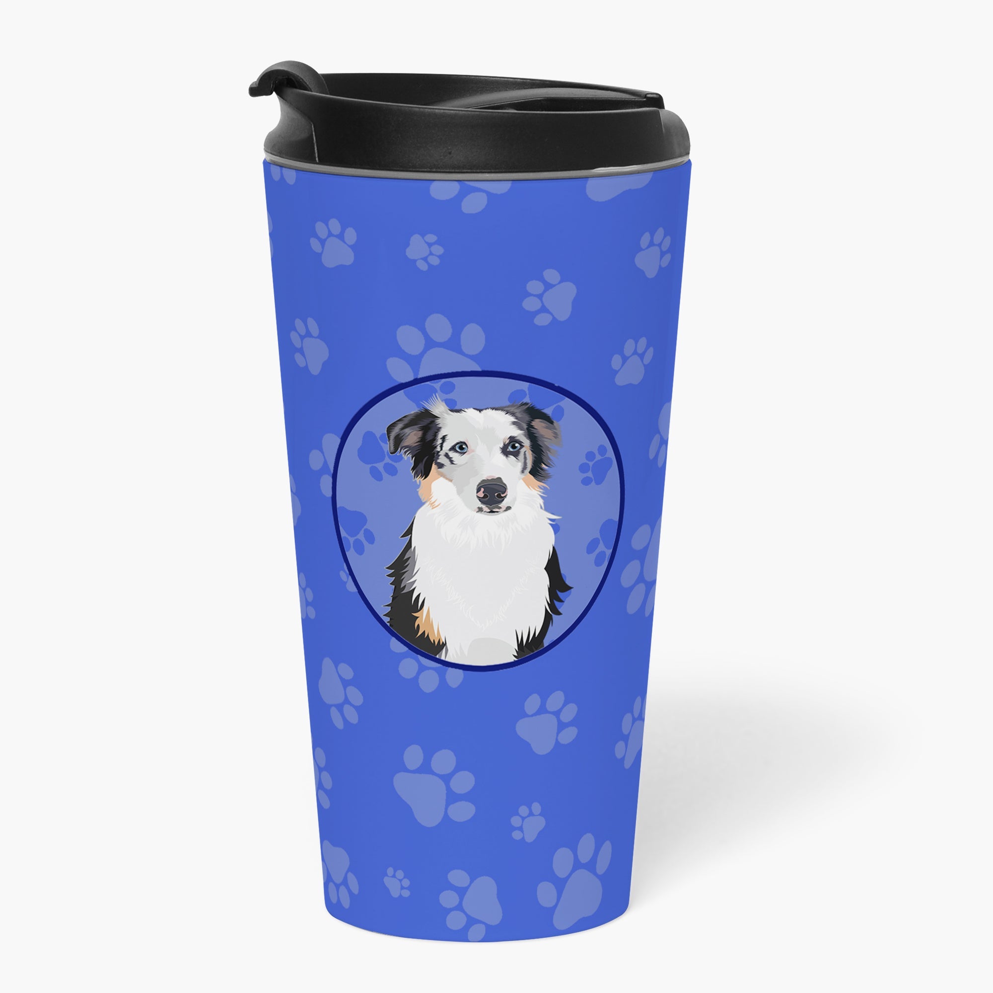 Australian Shepherd Blue Merle #1 Stainless Steel 16 oz Tumbler Blue Insulated Tumbler with Lid, Cute Travel Cup for Coffee, Cocktails, Gift Men, Dad, Women, Mother