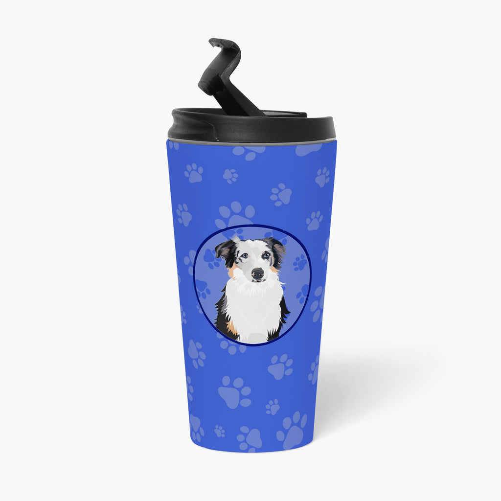 Australian Shepherd Blue Merle #1 Stainless Steel 16 oz Tumbler Blue Insulated Tumbler with Lid, Cute Travel Cup for Coffee, Cocktails, Gift Men, Dad, Women, Mother