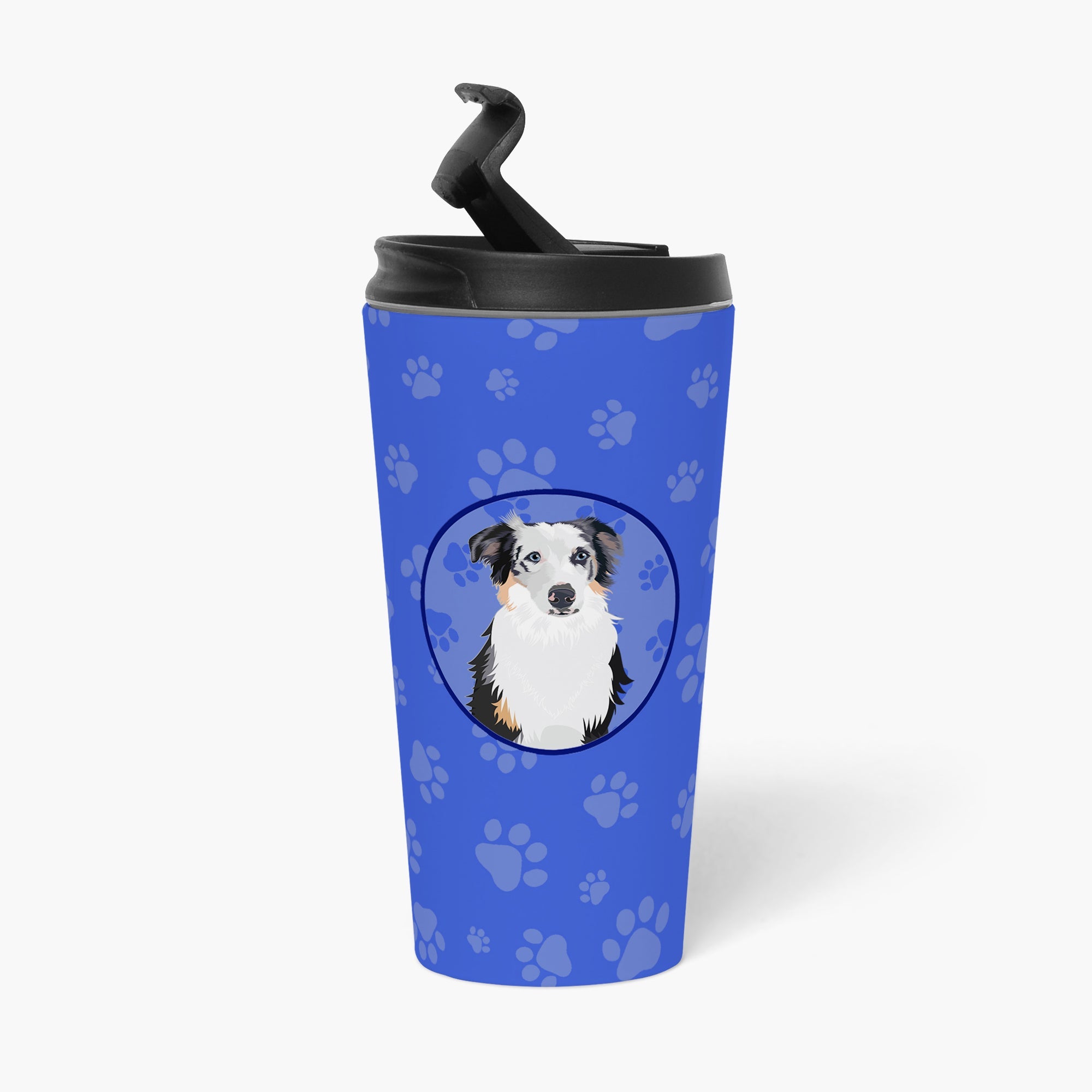 Australian Shepherd Blue Merle #1 Stainless Steel 16 oz Tumbler Blue Insulated Tumbler with Lid, Cute Travel Cup for Coffee, Cocktails, Gift Men, Dad, Women, Mother