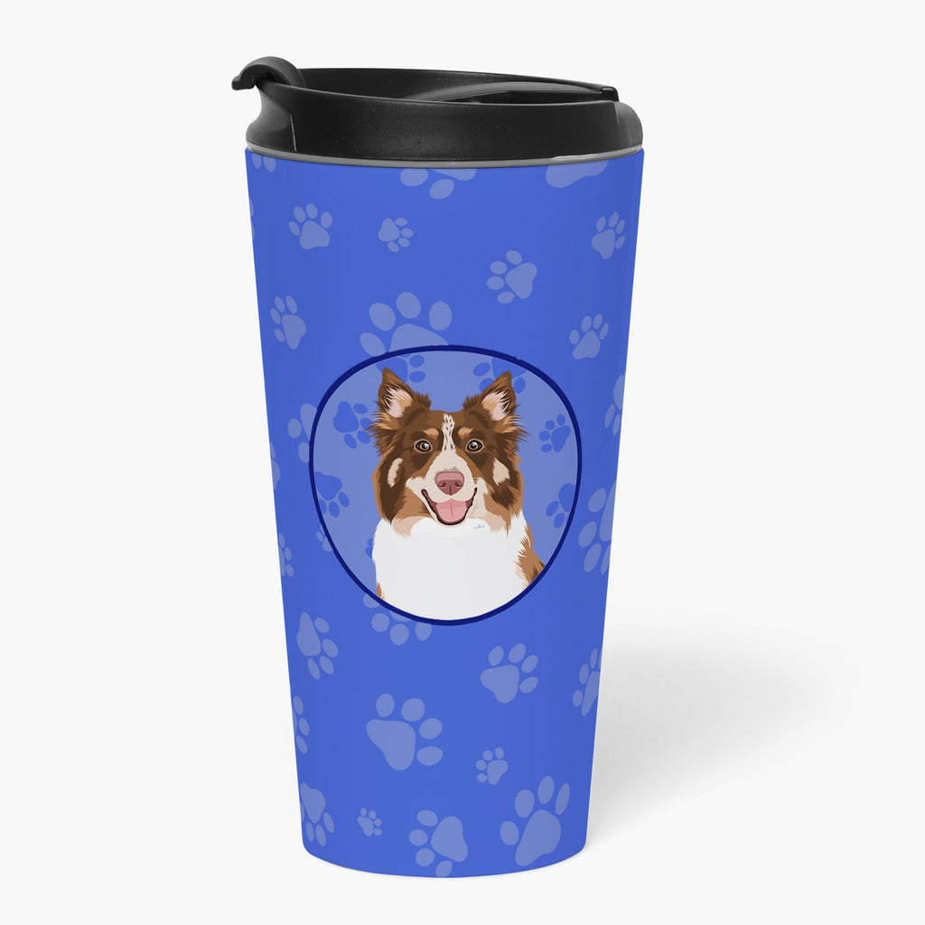 Australian Shepherd Red Tricolor #2 Stainless Steel 16 oz Tumbler Blue Insulated Tumbler with Lid, Cute Travel Cup for Coffee, Cocktails, Gift Men, Dad, Women, Mother