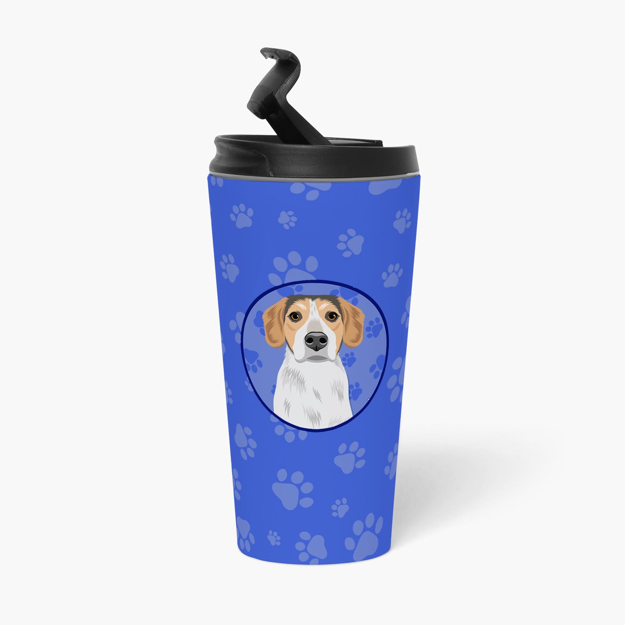 Beagle Tricolor #2 Stainless Steel 16 oz Tumbler Blue Insulated Tumbler with Lid, Cute Travel Cup for Coffee, Cocktails, Gift Men, Dad, Women, Mother