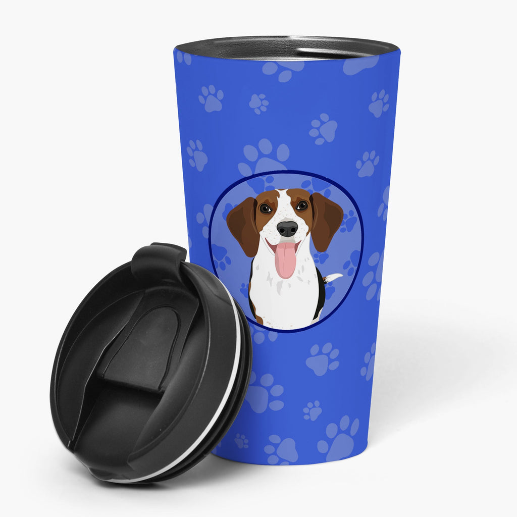 Beagle Tricolor Red Ticked #3 Stainless Steel 16 oz Tumbler Blue Insulated Tumbler with Lid, Cute Travel Cup for Coffee, Cocktails, Gift Men, Dad, Women, Mother