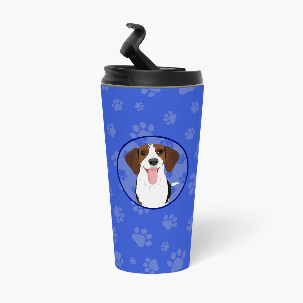 Beagle Tricolor Red Ticked #3 Stainless Steel 16 oz Tumbler Blue Insulated Tumbler with Lid, Cute Travel Cup for Coffee, Cocktails, Gift Men, Dad, Women, Mother