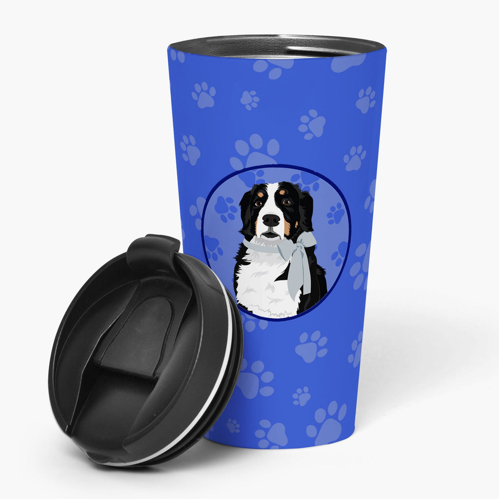 Bernese Mountain Dog #3 Stainless Steel 16 oz Tumbler Blue Insulated Tumbler with Lid, Cute Travel Cup for Coffee, Cocktails, Gift Men, Dad, Women, Mother