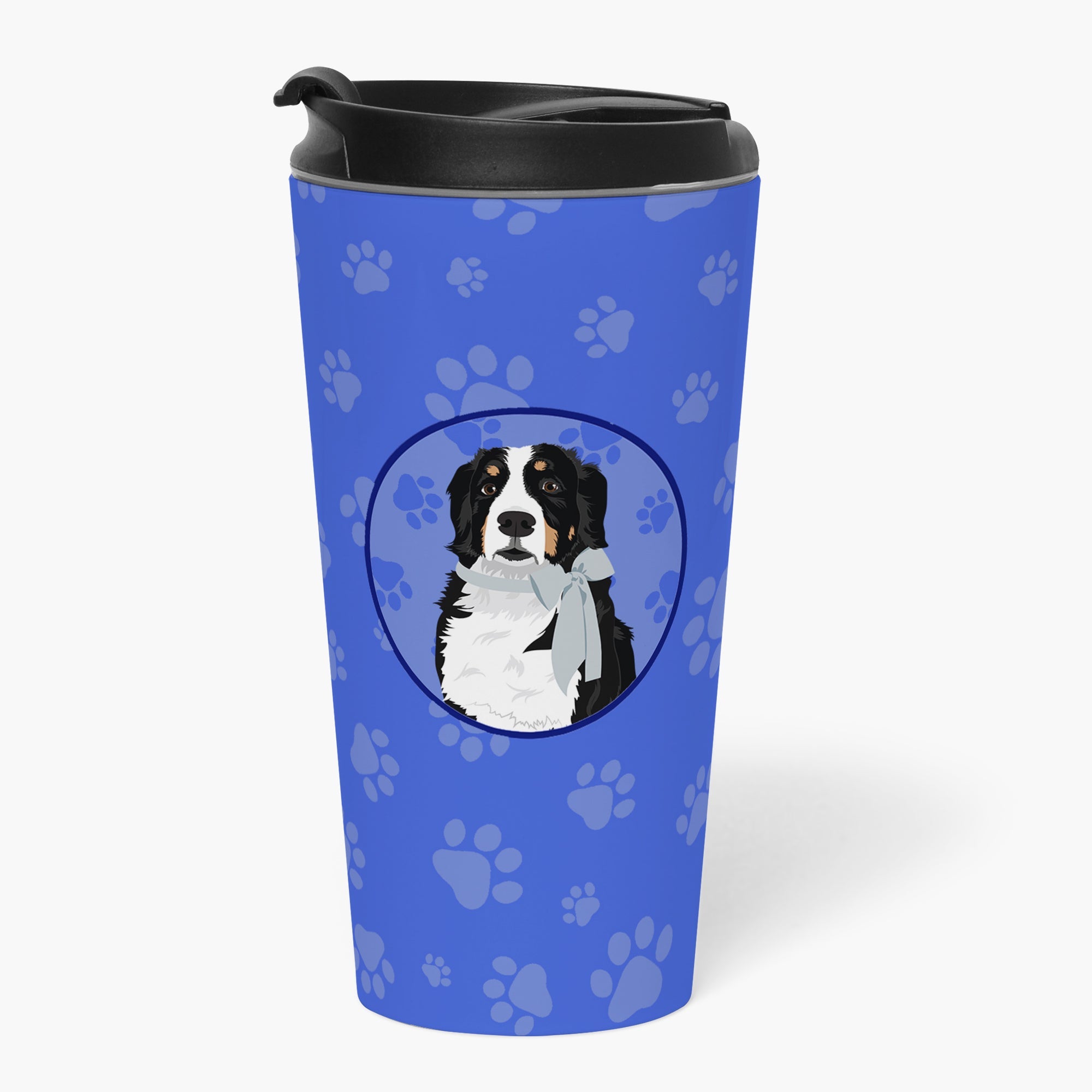 Bernese Mountain Dog #3 Stainless Steel 16 oz Tumbler Blue Insulated Tumbler with Lid, Cute Travel Cup for Coffee, Cocktails, Gift Men, Dad, Women, Mother