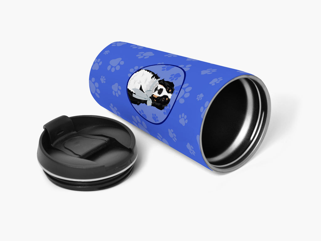 Bernese Mountain Dog #3 Stainless Steel 16 oz Tumbler Blue Insulated Tumbler with Lid, Cute Travel Cup for Coffee, Cocktails, Gift Men, Dad, Women, Mother