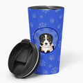 Bernese Mountain Dog Puppy #1 Stainless Steel 16 oz Tumbler Blue Insulated Tumbler with Lid, Cute Travel Cup for Coffee, Cocktails, Gift Men, Dad, Women, Mother