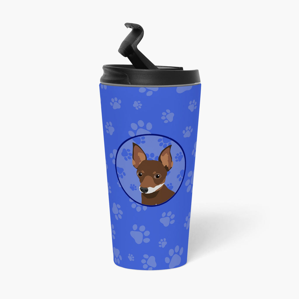 Chihuahua Chocolate and White #2 Stainless Steel 16 oz Tumbler Blue Insulated Tumbler with Lid, Cute Travel Cup for Coffee, Cocktails, Gift Men, Dad, Women, Mother