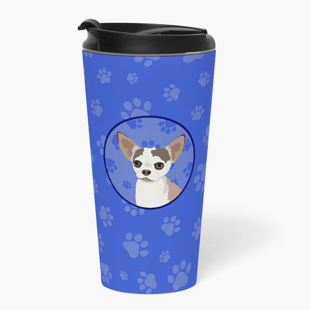 Chihuahua Merle Stainless Steel 16 oz Tumbler Blue Insulated Tumbler with Lid, Cute Travel Cup for Coffee, Cocktails, Gift Men, Dad, Women, Mother