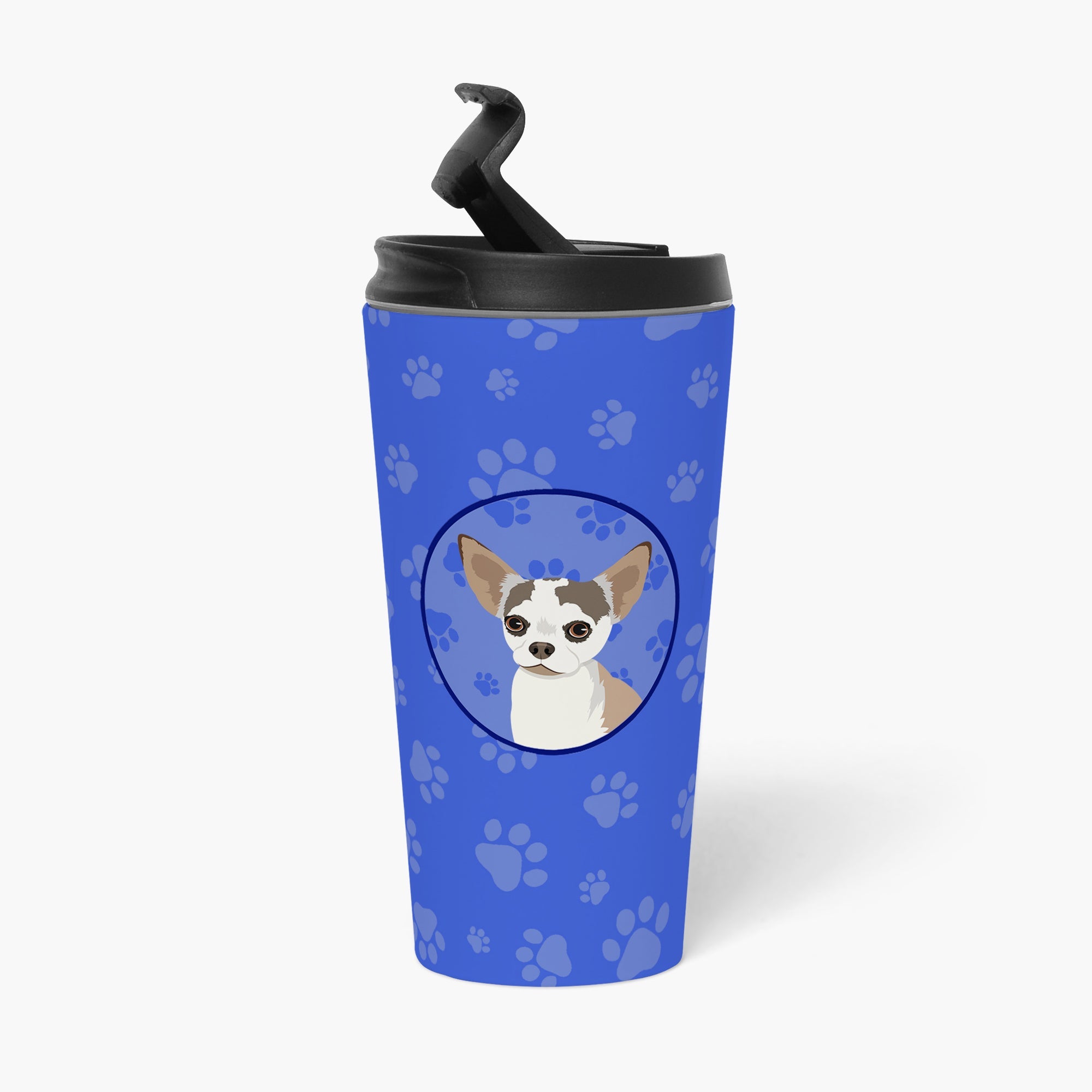 Chihuahua Merle Stainless Steel 16 oz Tumbler Blue Insulated Tumbler with Lid, Cute Travel Cup for Coffee, Cocktails, Gift Men, Dad, Women, Mother