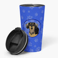 Dachshund Black and Tan #4 Stainless Steel 16 oz Tumbler Blue Insulated Tumbler with Lid, Cute Travel Cup for Coffee, Cocktails, Gift Men, Dad, Women, Mother