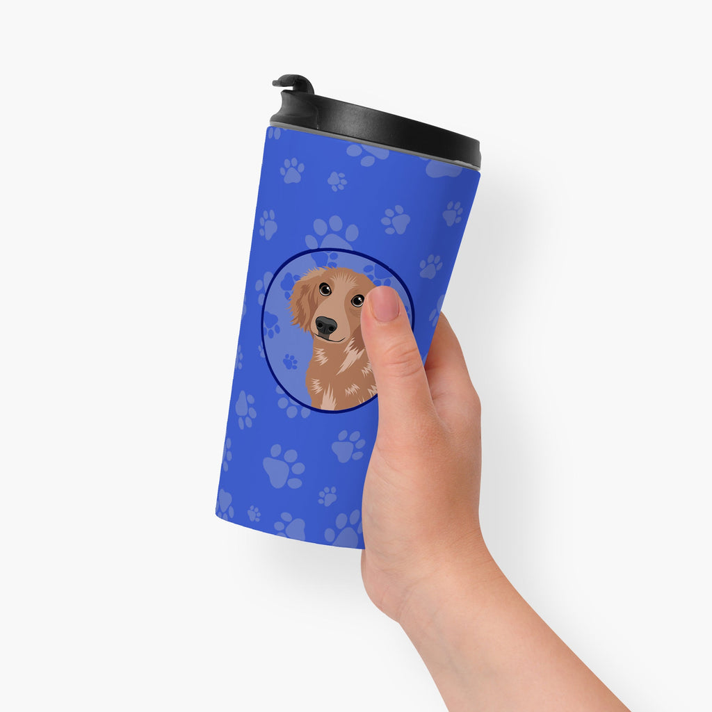 Dachshund Red #2 Stainless Steel 16 oz Tumbler Blue Insulated Tumbler with Lid, Cute Travel Cup for Coffee, Cocktails, Gift Men, Dad, Women, Mother