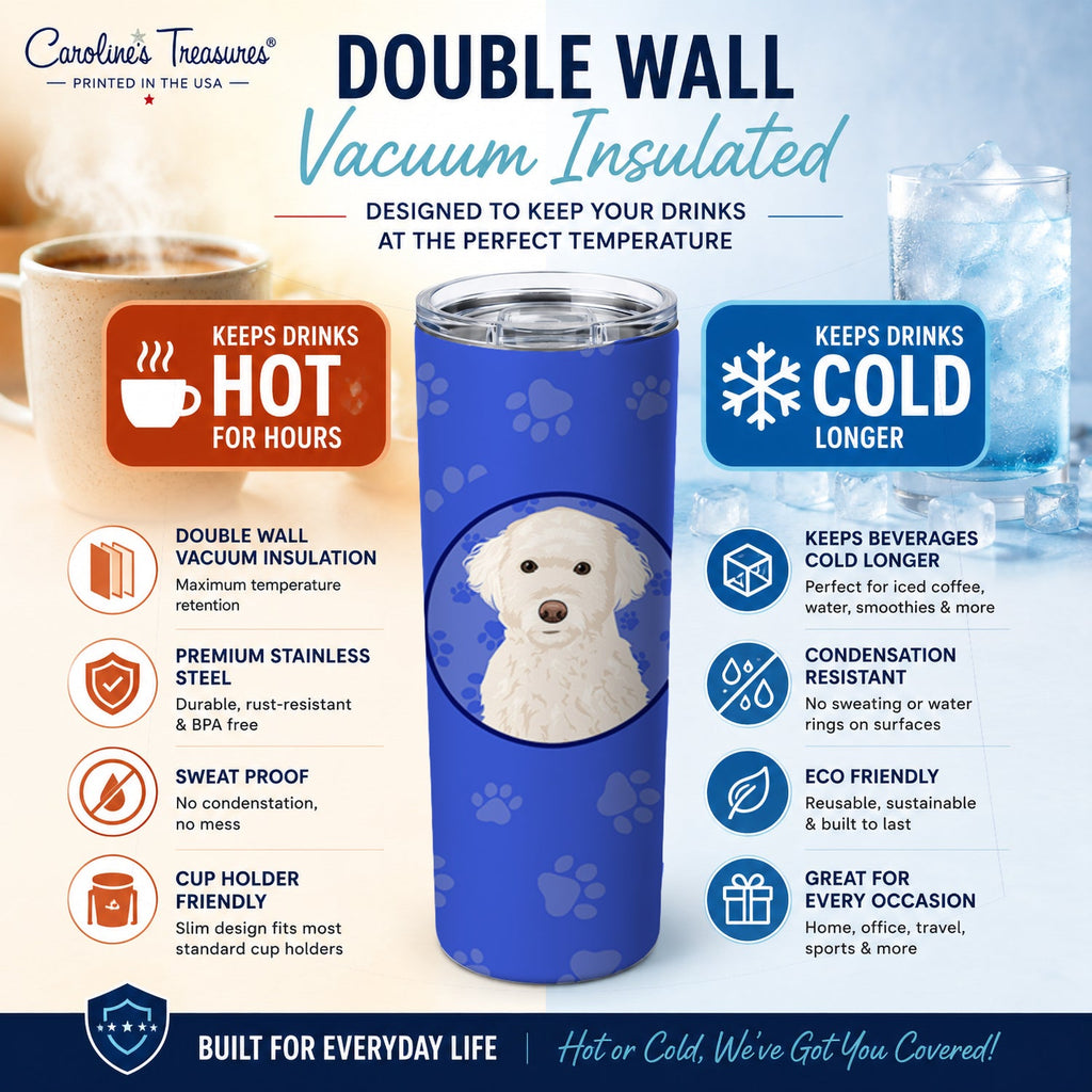 Doodle Cream #2  Stainless Steel Skinny Tumbler 20 oz Vacuum Double Walled Reusable Insulated Travel Cup