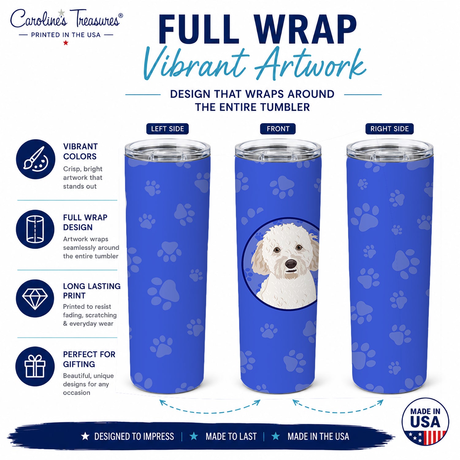 Doodle Cream #4  Stainless Steel Skinny Tumbler 20 oz Vacuum Double Walled Reusable Insulated Travel Cup