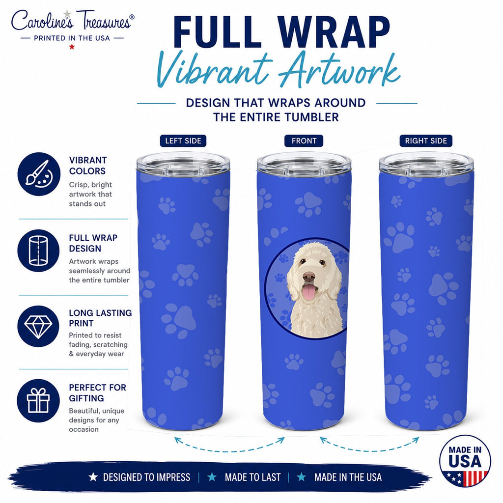 Doodle Cream #5  Stainless Steel Skinny Tumbler 20 oz Vacuum Double Walled Reusable Insulated Travel Cup