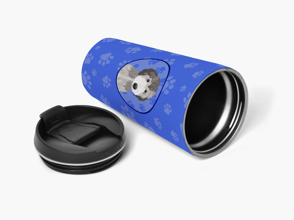 Doodle Silver #1 Stainless Steel 16 oz Tumbler Blue Insulated Tumbler with Lid, Cute Travel Cup for Coffee, Cocktails, Gift Men, Dad, Women, Mother