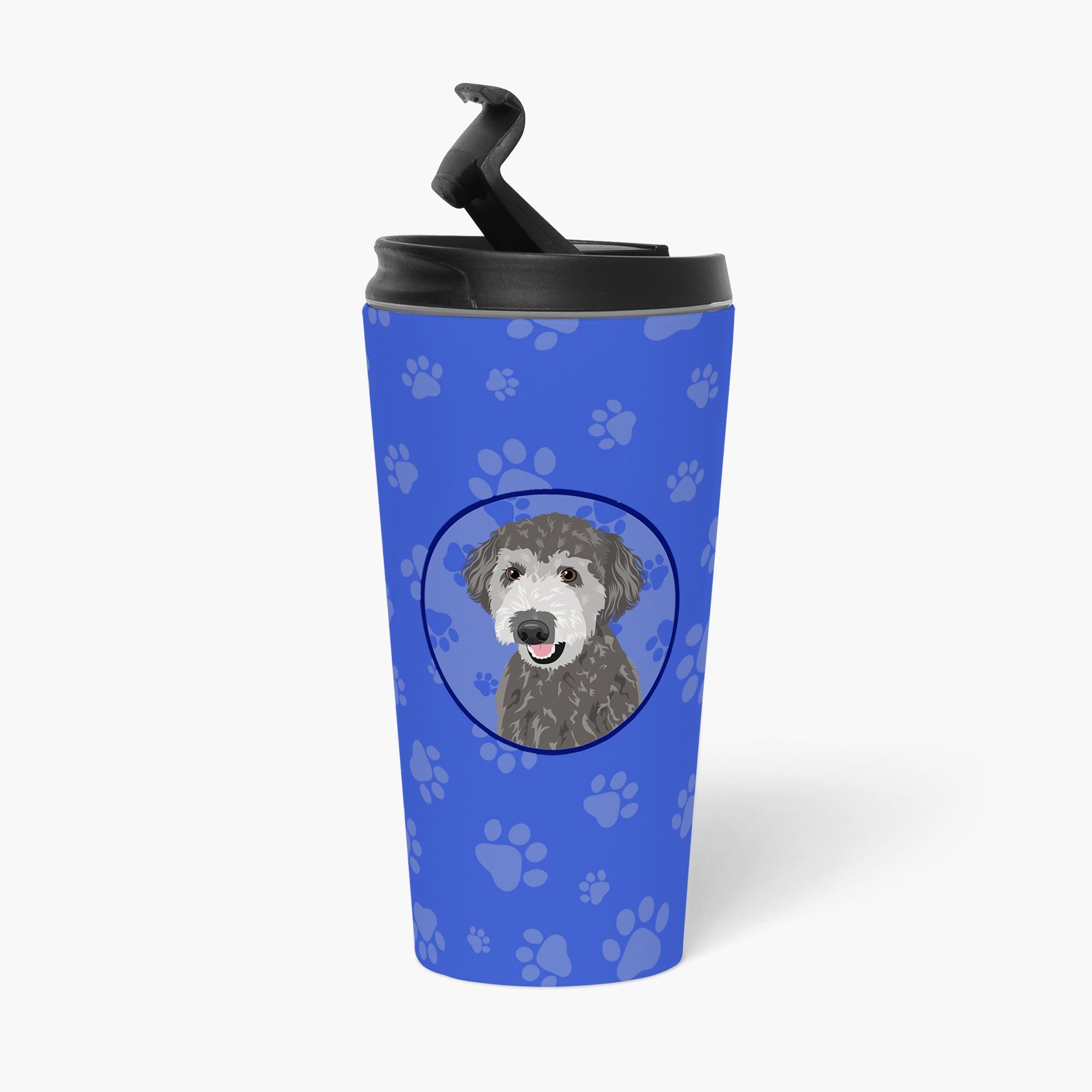 Doodle Silver #2 Stainless Steel 16 oz Tumbler Blue Insulated Tumbler with Lid, Cute Travel Cup for Coffee, Cocktails, Gift Men, Dad, Women, Mother