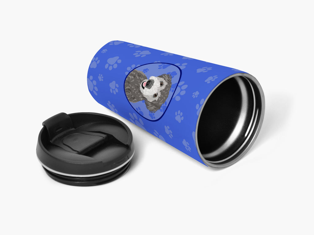Doodle Silver #2 Stainless Steel 16 oz Tumbler Blue Insulated Tumbler with Lid, Cute Travel Cup for Coffee, Cocktails, Gift Men, Dad, Women, Mother