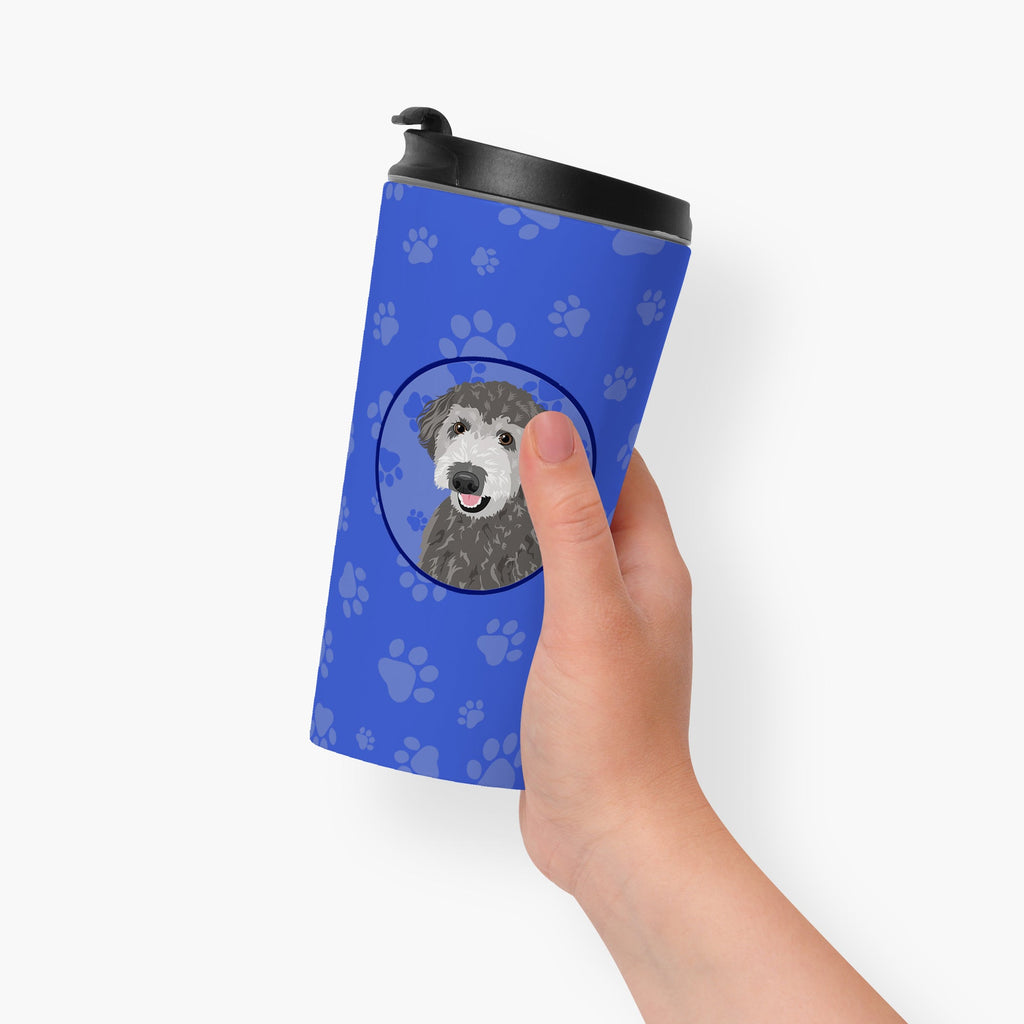 Doodle Silver #2 Stainless Steel 16 oz Tumbler Blue Insulated Tumbler with Lid, Cute Travel Cup for Coffee, Cocktails, Gift Men, Dad, Women, Mother