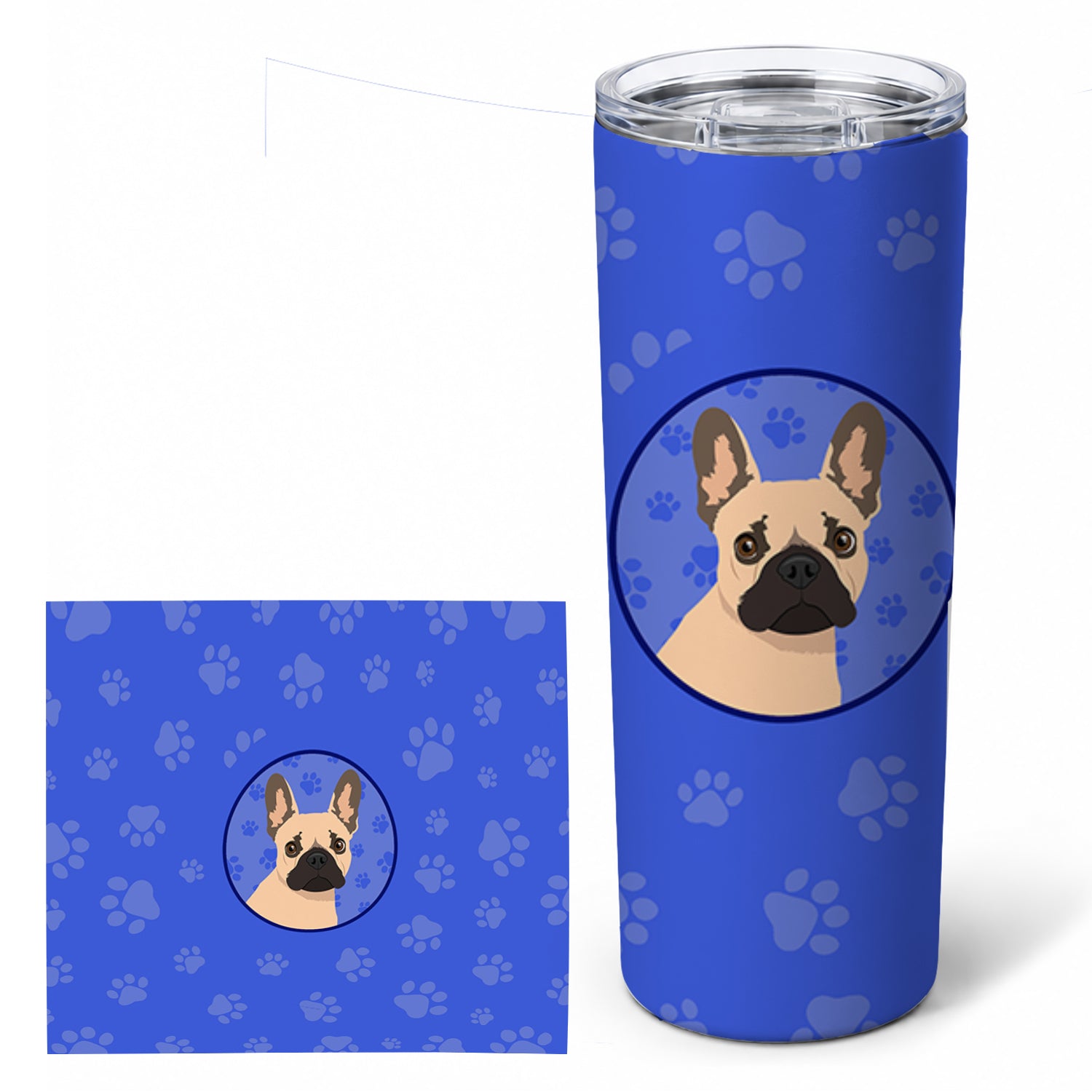 French Bulldog Fawn #1  Stainless Steel Skinny Tumbler 20 oz Vacuum Double Walled Reusable Insulated Travel Cup