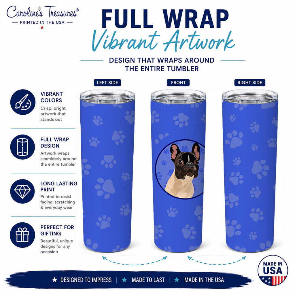 French Bulldog Fawn #3  Stainless Steel Skinny Tumbler 20 oz Vacuum Double Walled Reusable Insulated Travel Cup