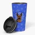 German Shepherd Black and Tan #2 Stainless Steel 16 oz Tumbler Blue Insulated Tumbler with Lid, Cute Travel Cup for Coffee, Cocktails, Gift Men, Dad, Women, Mother