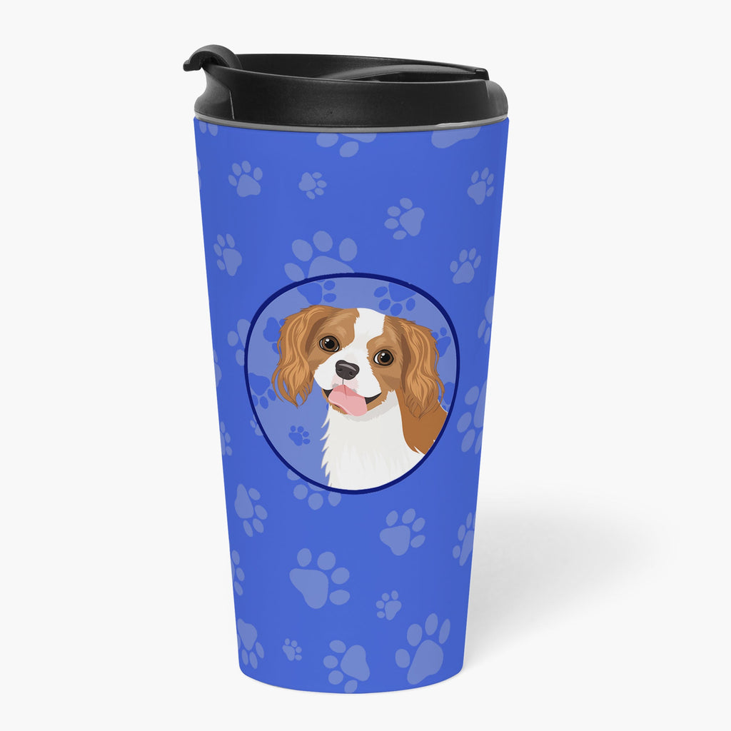 Cavalier King Charles Spaniel Blenheim #2 Stainless Steel 16 oz Tumbler Blue Insulated Tumbler with Lid, Cute Travel Cup for Coffee, Cocktails, Gift Men, Dad, Women, Mother