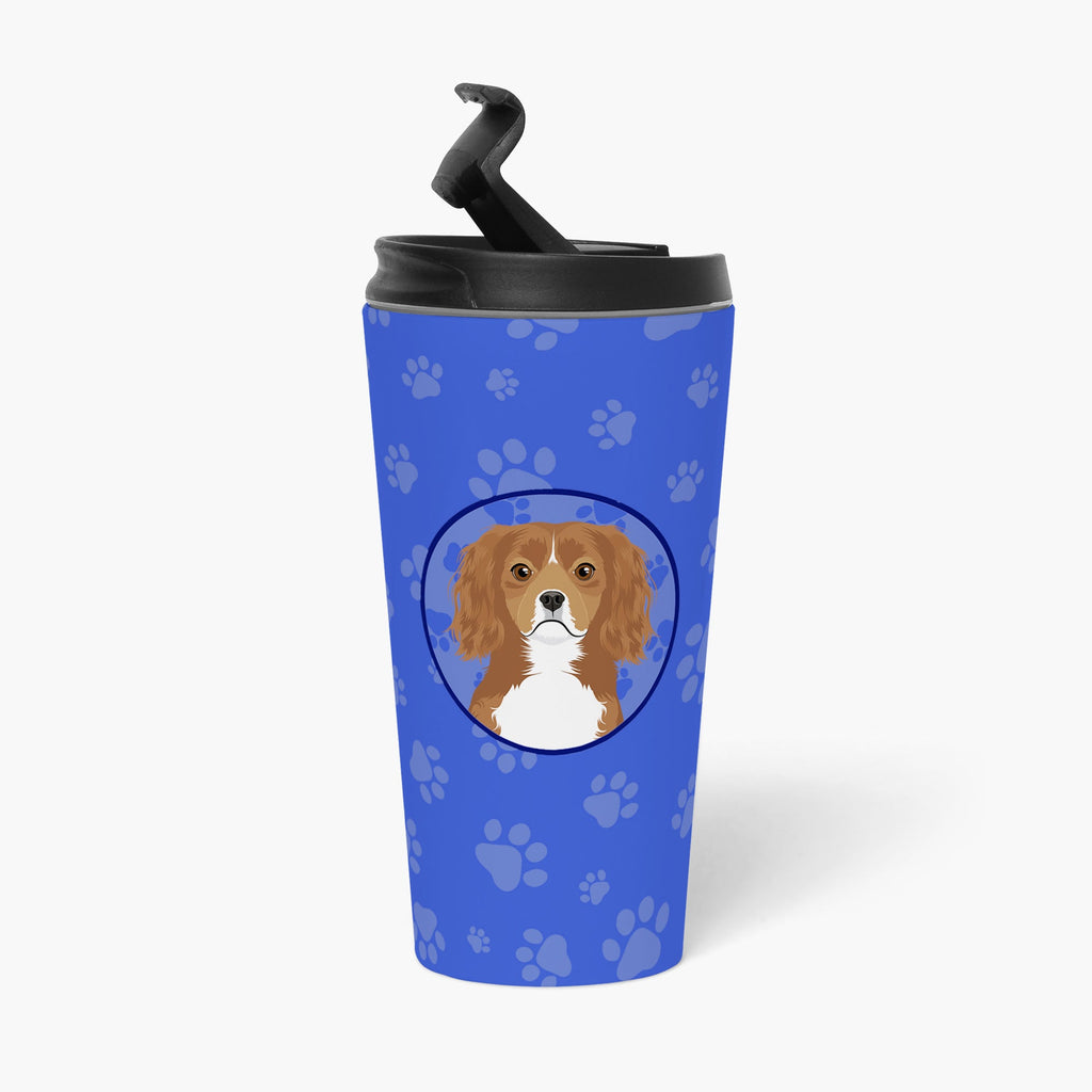 Cavalier King Charles Spaniel Ruby Stainless Steel 16 oz Tumbler Blue Insulated Tumbler with Lid, Cute Travel Cup for Coffee, Cocktails, Gift Men, Dad, Women, Mother
