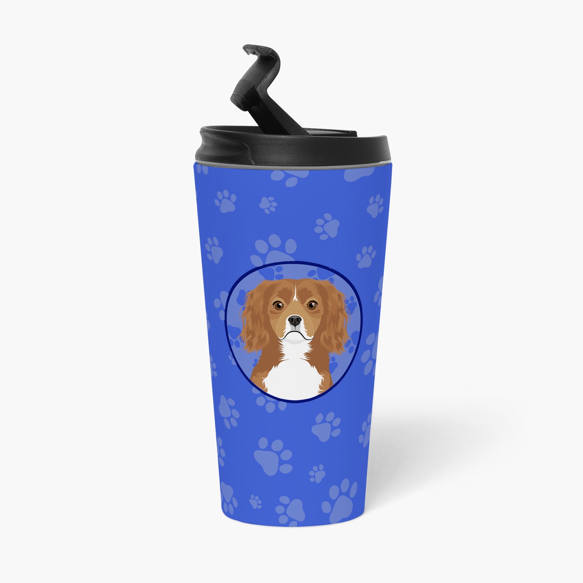 Cavalier King Charles Spaniel Ruby Stainless Steel 16 oz Tumbler Blue Insulated Tumbler with Lid, Cute Travel Cup for Coffee, Cocktails, Gift Men, Dad, Women, Mother